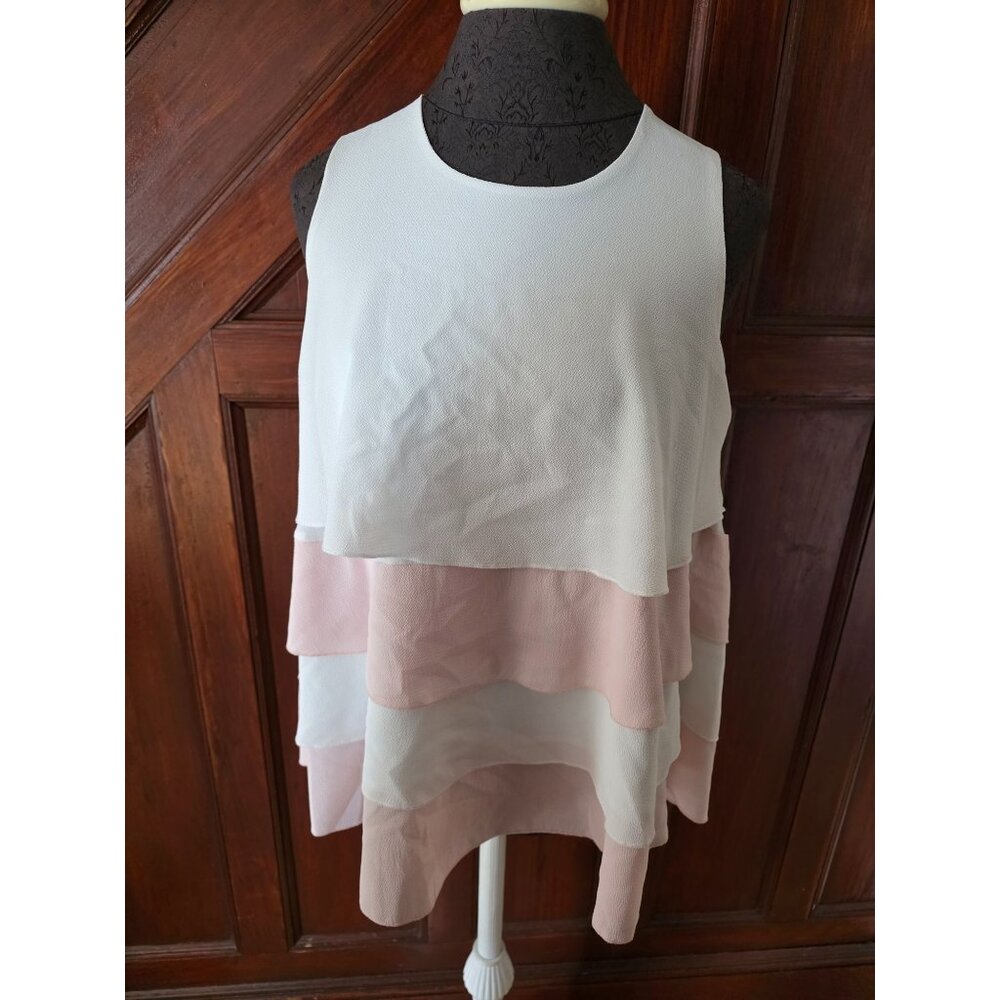 Patrizia Luca Milano Womens Sleeveless Layered Ruffle Top M